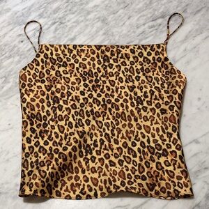 Zara Leopard Print Spaghetti Strap Cami - Tan & Black